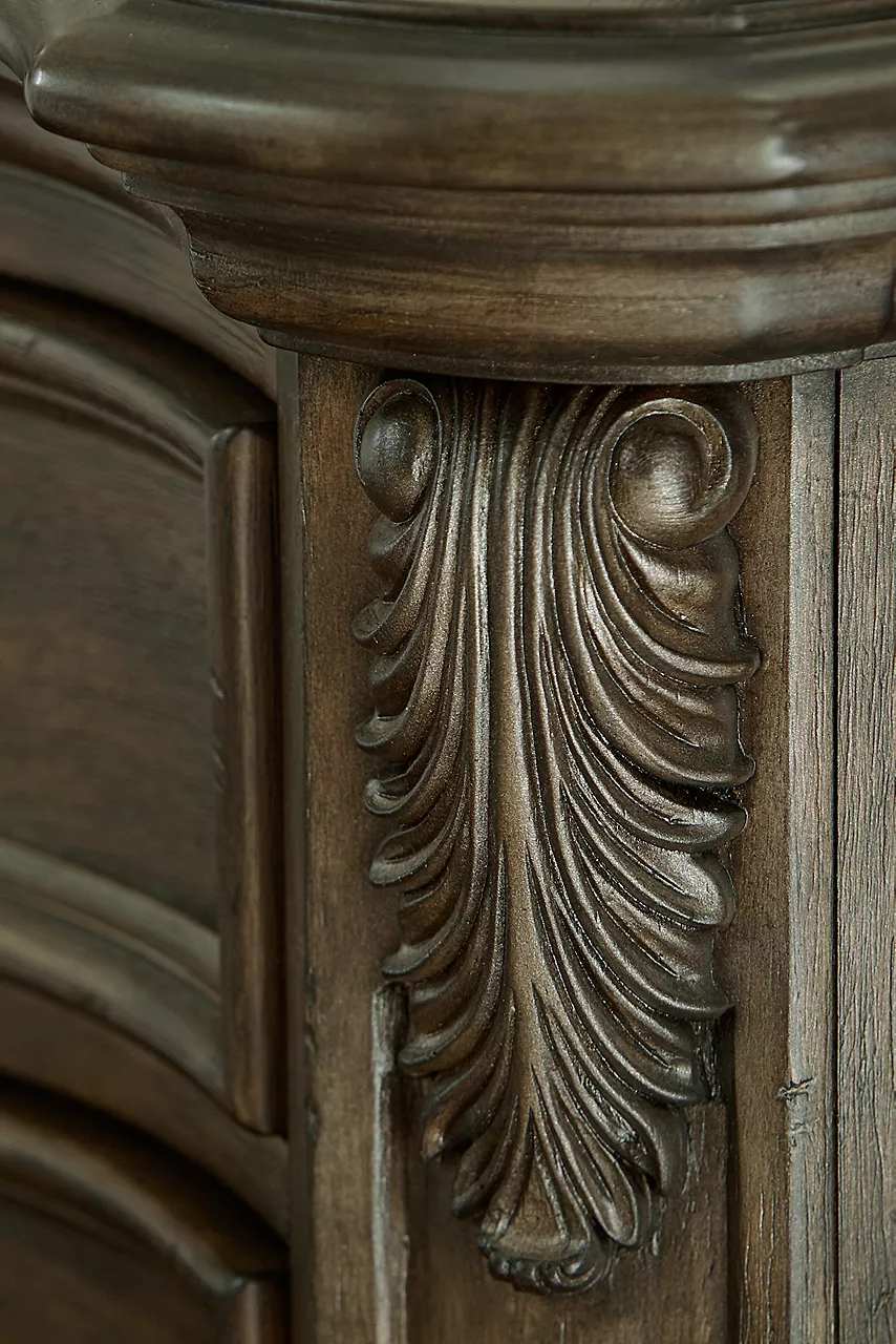 Closeup of the Highlands Nightstand showing the details in a room scene.